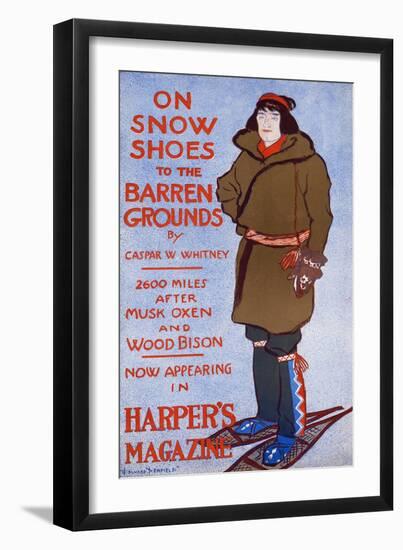 On Snow Shoes To Barren Grounds By Caspar W. Whitney. 2600 Miles After Musk Oxen And Wood Bison-Edward Penfield-Framed Art Print