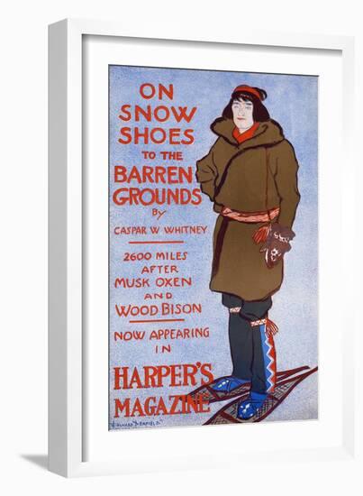 On Snow Shoes To Barren Grounds By Caspar W. Whitney. 2600 Miles After Musk Oxen And Wood Bison-Edward Penfield-Framed Art Print