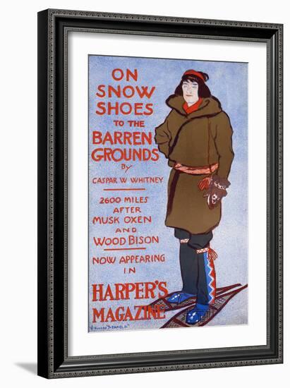 On Snow Shoes To Barren Grounds By Caspar W. Whitney. 2600 Miles After Musk Oxen And Wood Bison-Edward Penfield-Framed Premium Giclee Print