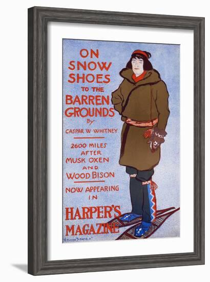 On Snow Shoes to the Barren Grounds by Caspar W. Whitney. 2600 Miles after Musk Oxen and Wood Bison-Edward Penfield-Framed Art Print