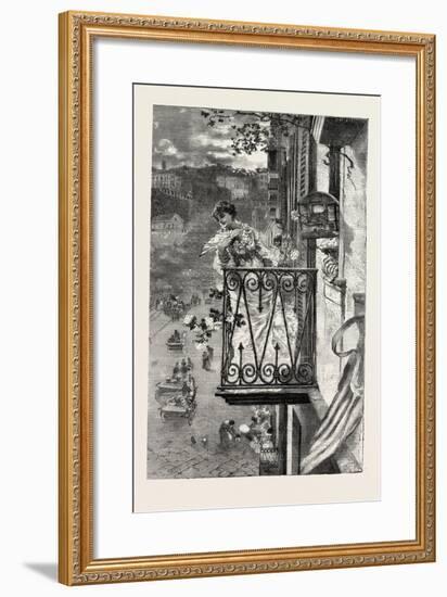 On the Balcony at Naples, Italy, 1882-null-Framed Giclee Print