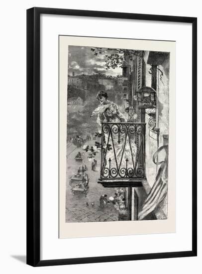 On the Balcony at Naples, Italy, 1882-null-Framed Giclee Print