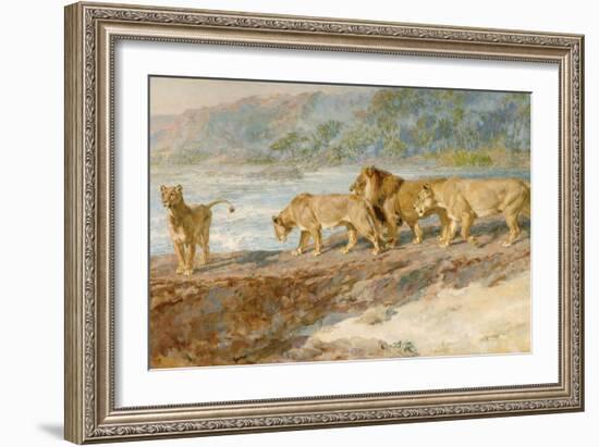 On the Bank of an African River, 1918-Briton Riviere-Framed Giclee Print