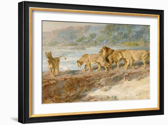 On the Bank of an African River, 1918-Briton Riviere-Framed Giclee Print