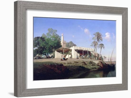 On the Banks of the Nile, 19th Century-Prosper Georges Antoine Marilhat-Framed Giclee Print