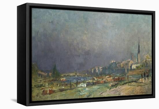 On the Banks of the River-Eugène Boudin-Framed Premier Image Canvas