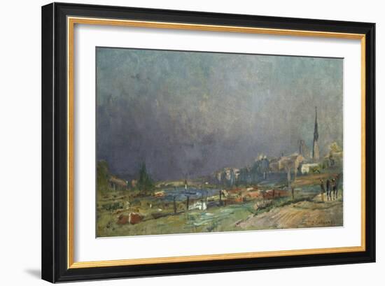 On the Banks of the River-Eugène Boudin-Framed Giclee Print