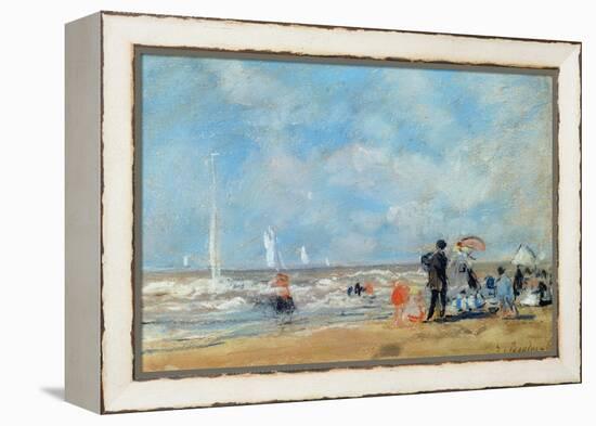 On the Beach, 1863 (W/C and Pastel on Paper)-Eugène Boudin-Framed Premier Image Canvas