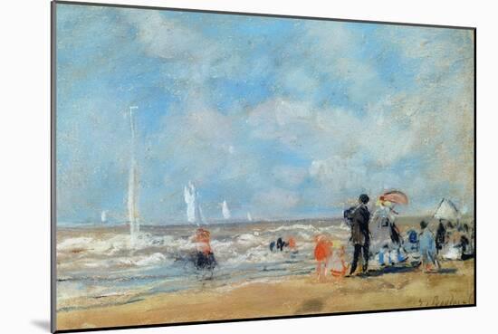 On the Beach, 1863 (W/C and Pastel on Paper)-Eugène Boudin-Mounted Giclee Print