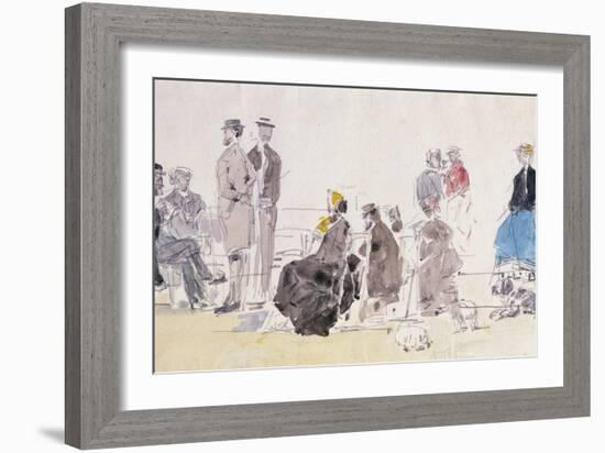 On the Beach, 1866-Eugène Boudin-Framed Giclee Print