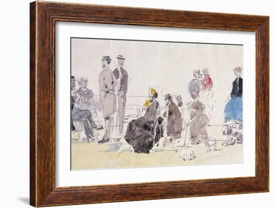 On the Beach, 1866-Eugène Boudin-Framed Giclee Print