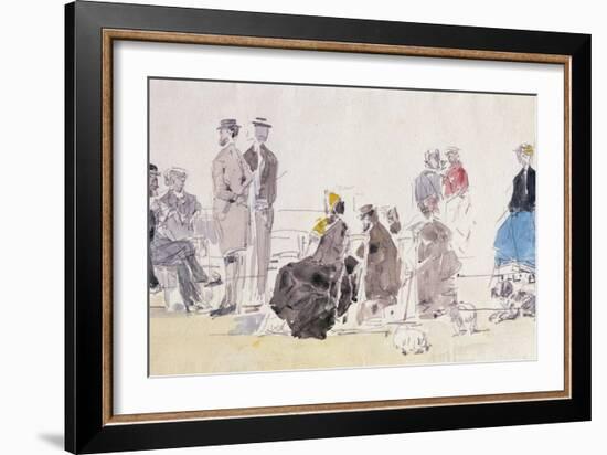 On the Beach, 1866-Eugène Boudin-Framed Giclee Print