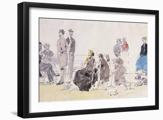 On the Beach, 1866-Eugène Boudin-Framed Giclee Print