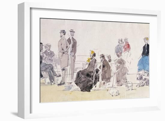 On the Beach, 1866-Eugène Boudin-Framed Giclee Print