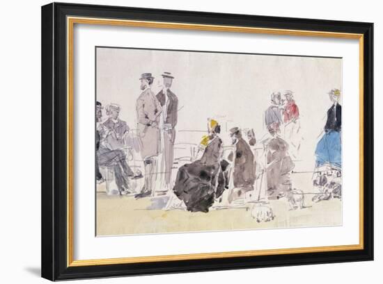 On the Beach, 1866-Eugène Boudin-Framed Giclee Print