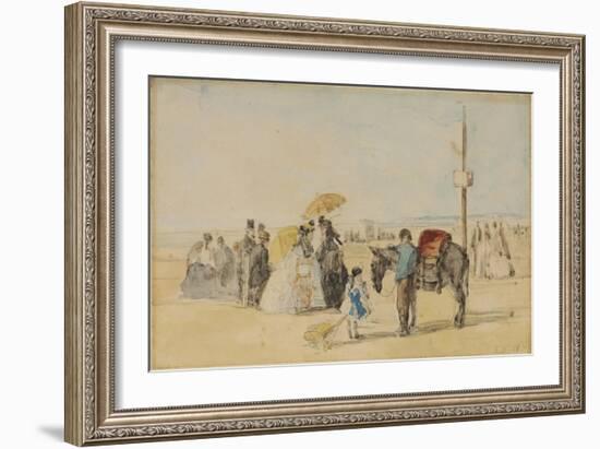 On the Beach, 1866-Eugène Boudin-Framed Giclee Print