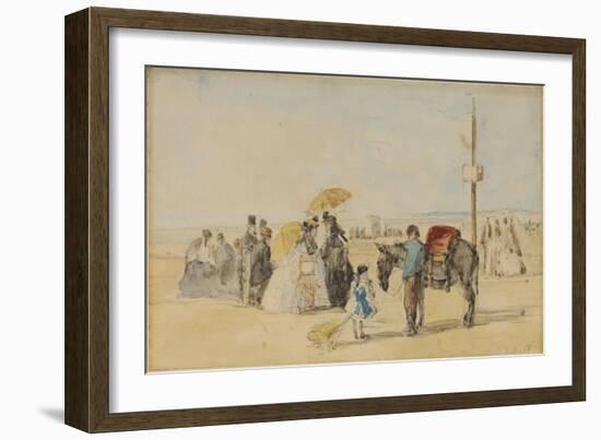 On the Beach, 1866-Eugène Boudin-Framed Giclee Print