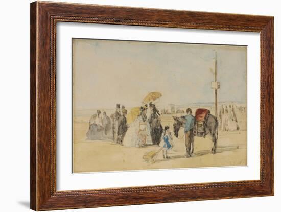 On the Beach, 1866-Eugène Boudin-Framed Giclee Print