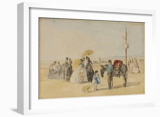 On the Beach, 1866-Eugène Boudin-Framed Giclee Print