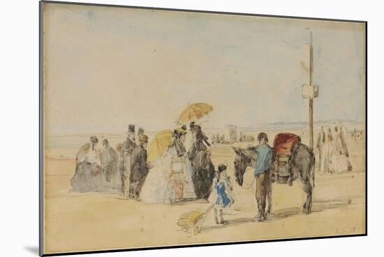 On the Beach, 1866-Eugène Boudin-Mounted Giclee Print
