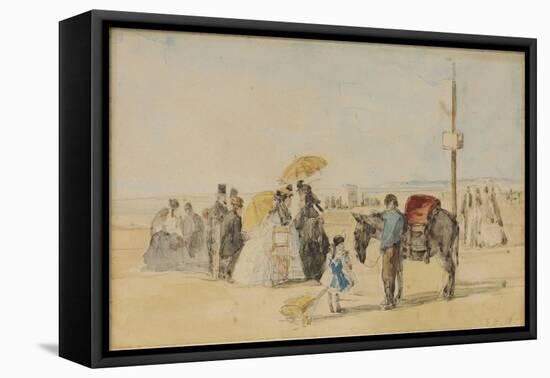 On the Beach, 1866-Eugène Boudin-Framed Premier Image Canvas