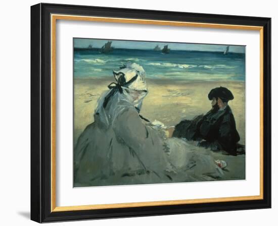 On the Beach. 1873-Edouard Manet-Framed Giclee Print