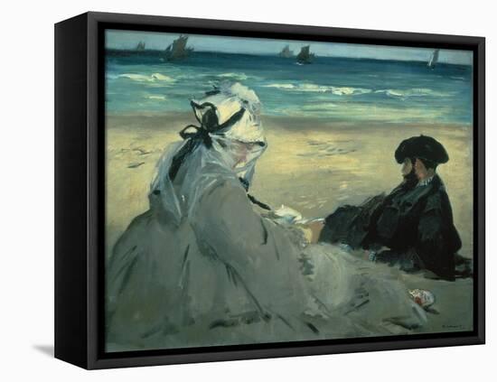 On the Beach. 1873-Edouard Manet-Framed Premier Image Canvas