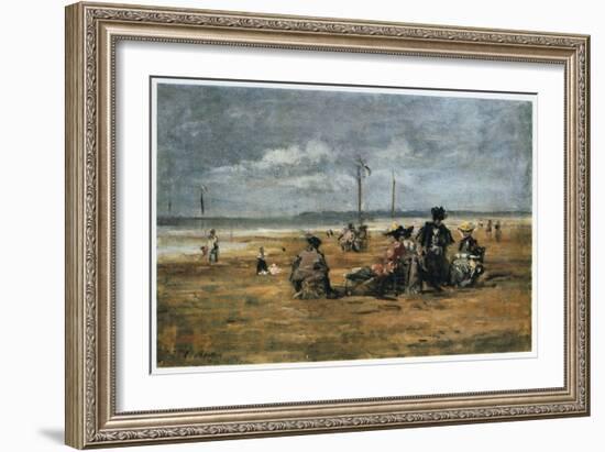 On the Beach, 1880-Eugene Louis Boudin-Framed Giclee Print