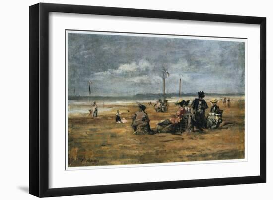 On the Beach, 1880-Eugene Louis Boudin-Framed Giclee Print