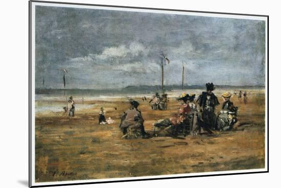 On the Beach, 1880-Eugene Louis Boudin-Mounted Giclee Print