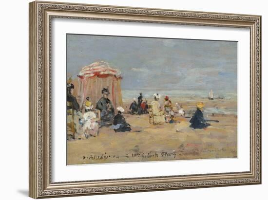 On the Beach, 1894 (Oil on Wood)-Eugene Louis Boudin-Framed Giclee Print