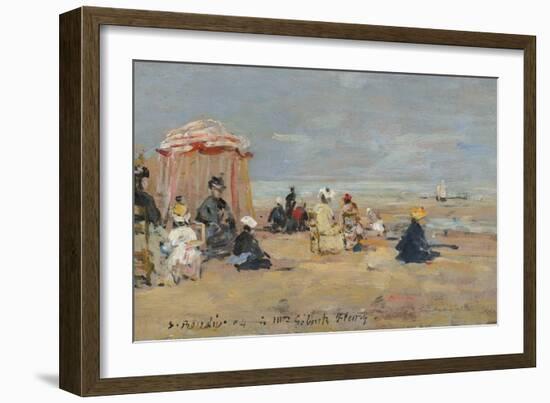 On the Beach, 1894 (Oil on Wood)-Eugene Louis Boudin-Framed Giclee Print