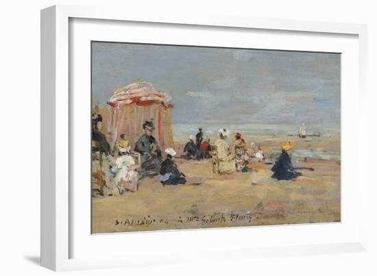 On the Beach, 1894 (Oil on Wood)-Eugene Louis Boudin-Framed Giclee Print