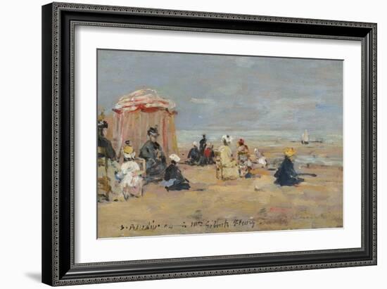 On the Beach, 1894 (Oil on Wood)-Eugene Louis Boudin-Framed Giclee Print