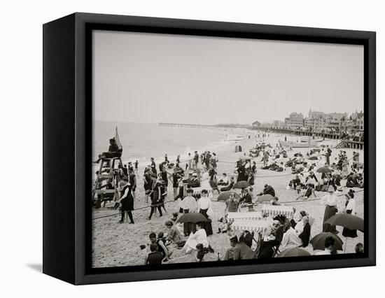 On the Beach at Ross Pavilion, Ocean Grove, N.J.-null-Framed Stretched Canvas