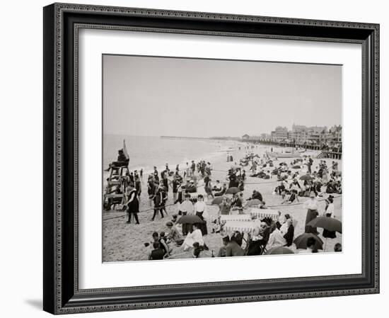 On the Beach at Ross Pavilion, Ocean Grove, N.J.-null-Framed Photo