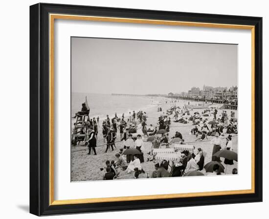 On the Beach at Ross Pavilion, Ocean Grove, N.J.-null-Framed Photo