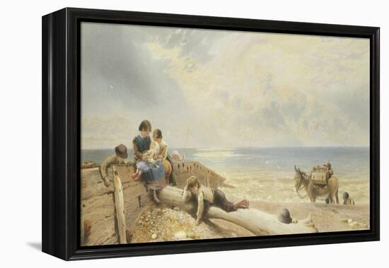 On the Beach at Rottingdean-Myles Birket Foster-Framed Premier Image Canvas