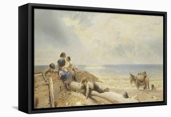 On the Beach at Rottingdean-Myles Birket Foster-Framed Premier Image Canvas