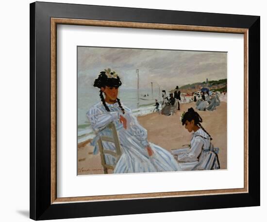 On the Beach at Trouville, 1870-71-Claude Monet-Framed Giclee Print