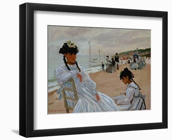 On the Beach at Trouville, 1870-71-Claude Monet-Framed Giclee Print