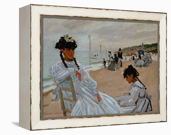 On the Beach at Trouville, 1870-71-Claude Monet-Framed Premier Image Canvas