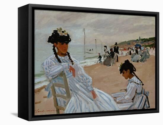 On the Beach at Trouville, 1870-71-Claude Monet-Framed Premier Image Canvas