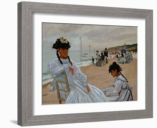 On the Beach at Trouville, 1870-71-Claude Monet-Framed Giclee Print