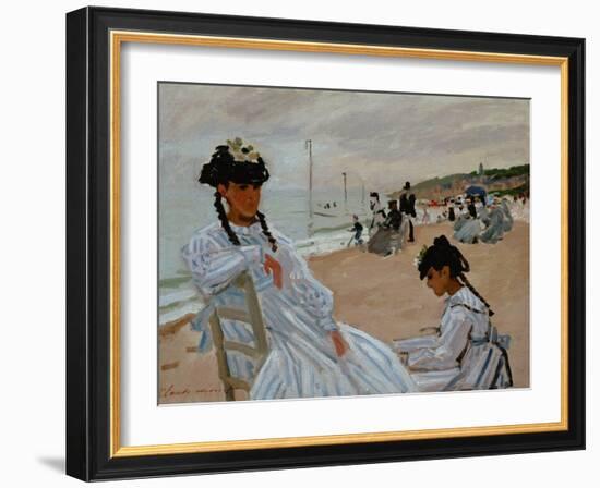 On the Beach at Trouville, 1870-71-Claude Monet-Framed Giclee Print