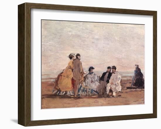 On the Beach at Trouville, circa 1865-Eugène Boudin-Framed Giclee Print