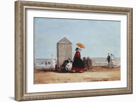 On the Beach at Trouville-Eug?ne Boudin-Framed Giclee Print