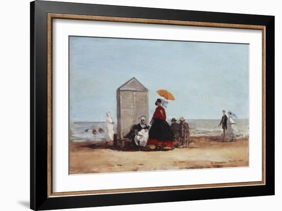 On the Beach at Trouville-Eug?ne Boudin-Framed Giclee Print