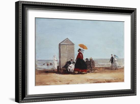 On the Beach at Trouville-Eug?ne Boudin-Framed Giclee Print