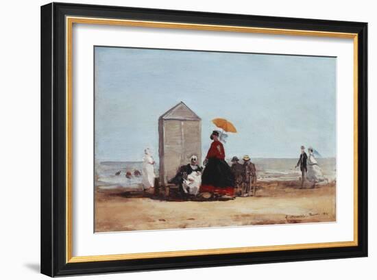 On the Beach at Trouville-Eug?ne Boudin-Framed Giclee Print